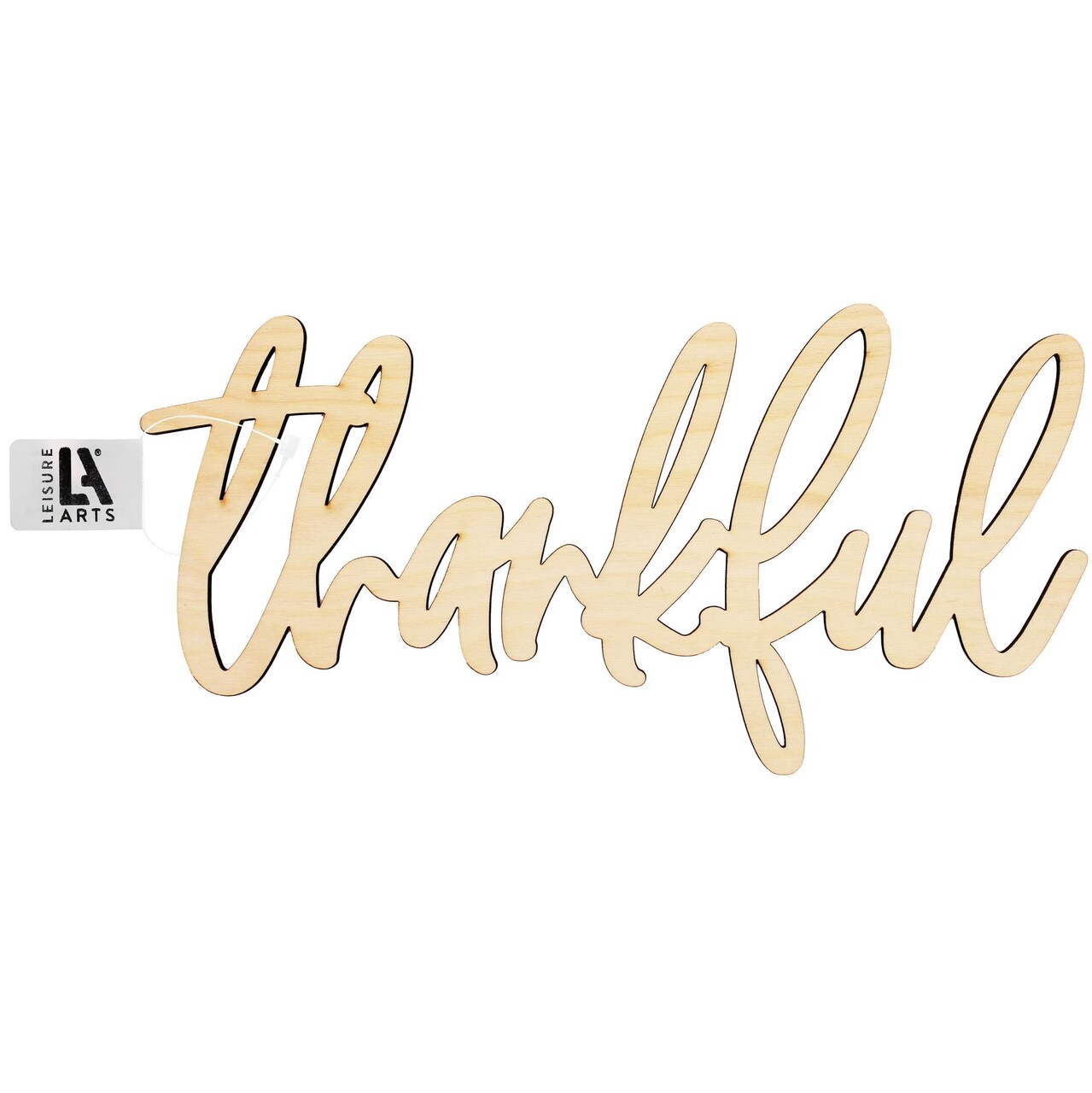 Leisure Arts Unfinished Wood Words - 12" x 6" - Thankful wood cutout - word cutouts for crafts - wooden words for crafts - wooden cut out letters - laser cut words - Large size